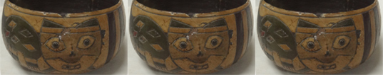 Plato con diseno de felino con incisiones y pintura post coccion, museo regional de Ica